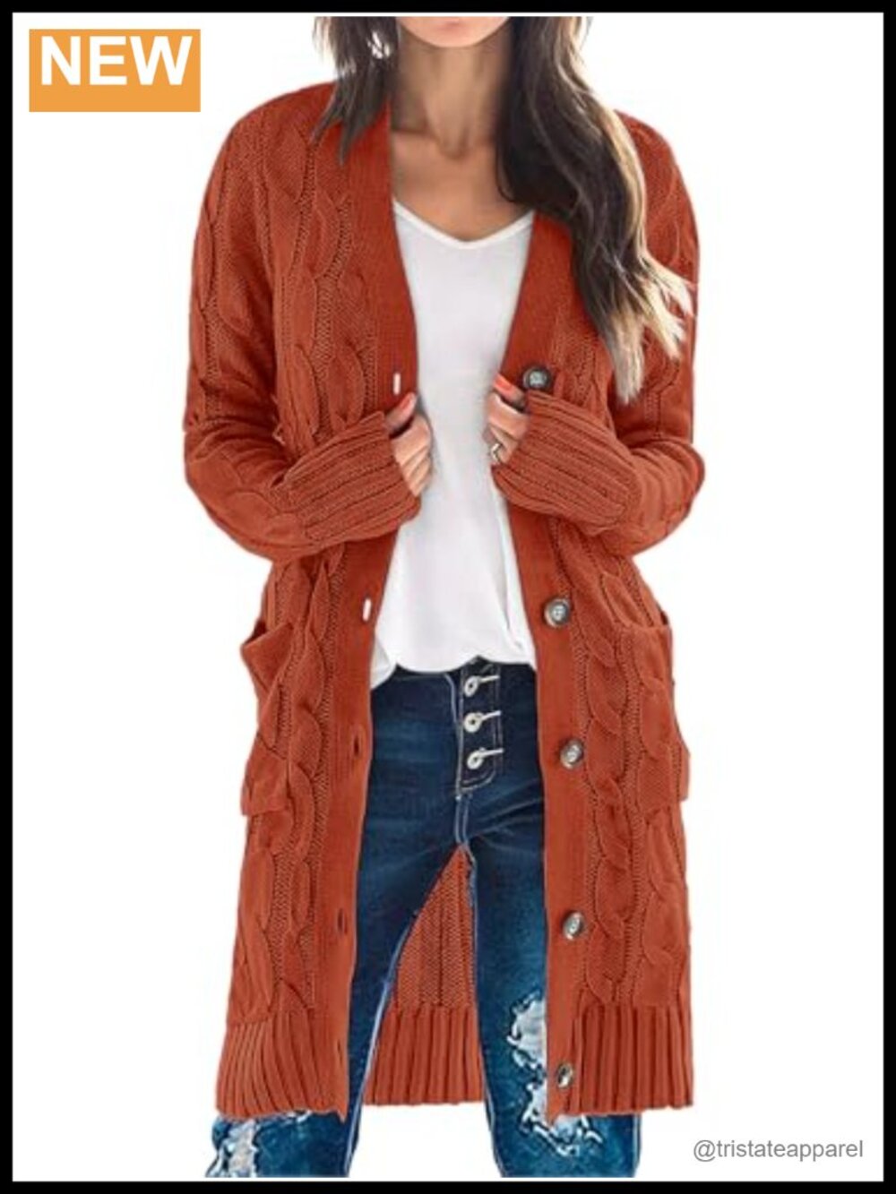 Women's Long Sleeve Cardigan Sweater Button Down Knit